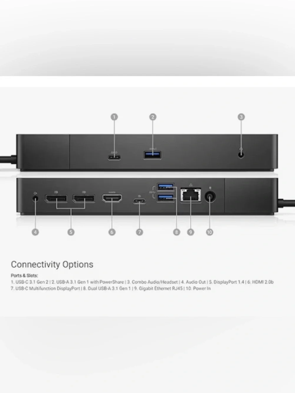 Dell WD19 130W Docking station, USB-C, HDMI, Dual DisplayPort, black